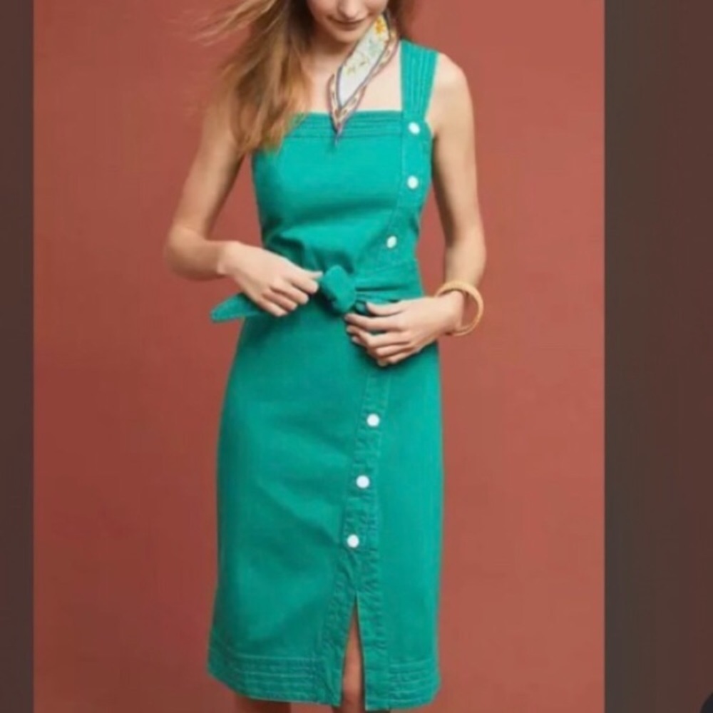 Anthropologie Green Mini Dress